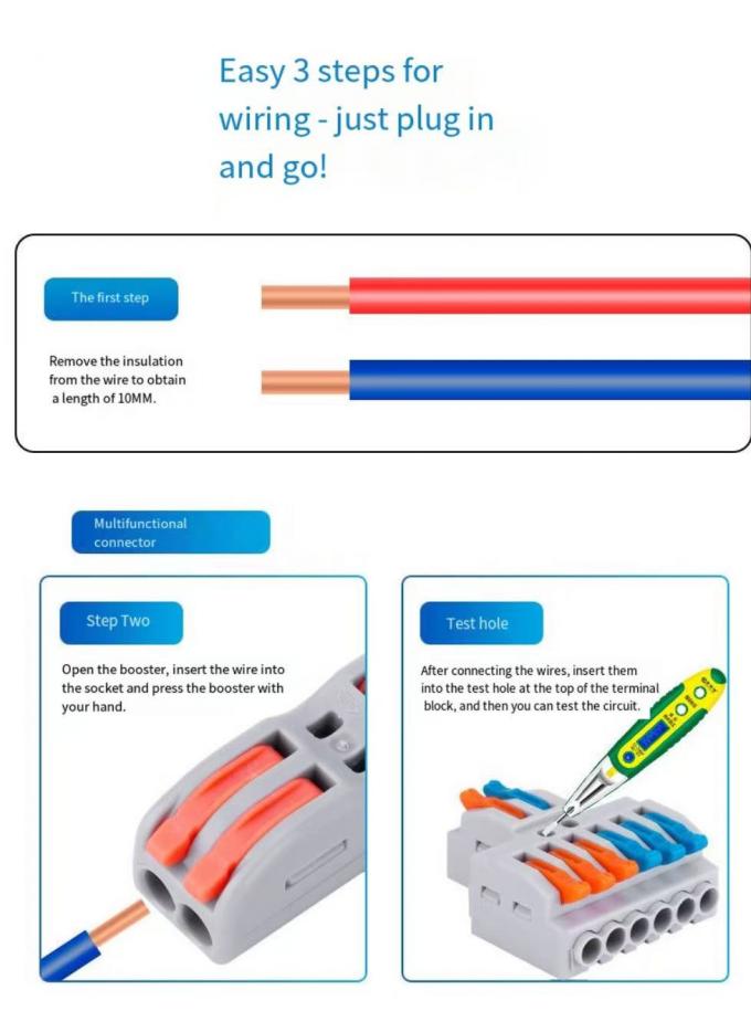 Светодиодный осветительный проволочный соединитель Быстрый 1-в-2-выходный терминал Блок 2-в-4-выходный проволочный разделитель 3-в-6-выходный терминал 5