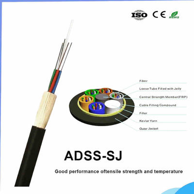Outdoor 8 Core 12 hilos 24 hilos Fiber Optic Cable ADSS Fiber Optic Cable Aerial  Communication Cables