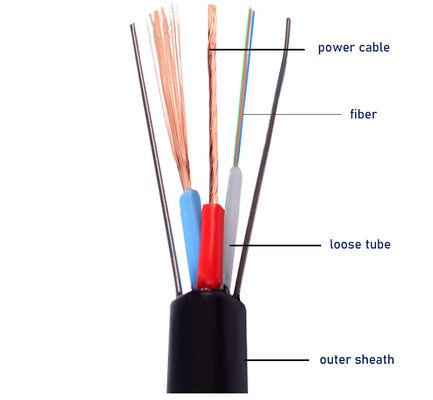 OEM Composite Fiber Cable Customized Outdoor Optical Fiber + Power cable 4 8 12 24 Ядра гибридные питание оптические волокна кабеля
