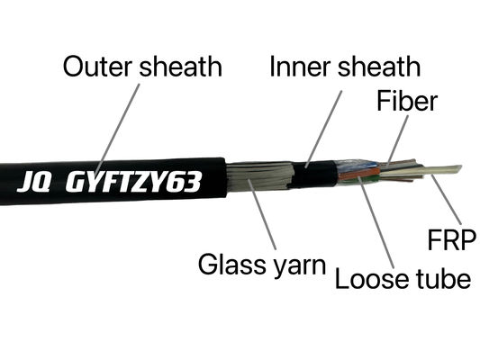 Крысостойкий огнеупорный GYFTZY63 Прямо заложенный волоконно-оптический кабель Высококачественная стеклянная пряжа с ПФР