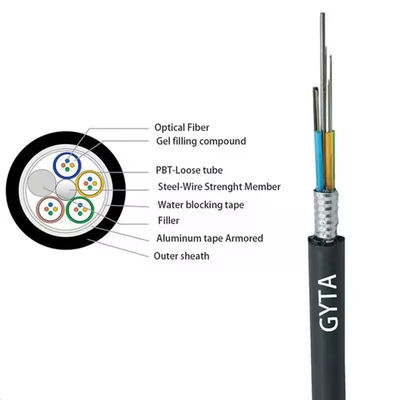 GYTS GYTA 48 Core G652D Single Mode Stranded Loose Tube Armored Fiber Optic Cable (ГИТС GYTA 48 Ядра G652D Однорежимный натянутый свободный трубный бронированный волоконно-оптический кабель)