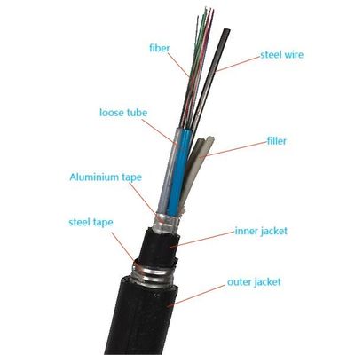 Aluminum Armored Direct Buried Fiber Optic Cable GYTA53 Outdoor Underground