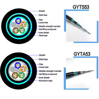 Внешний канал GYTS53 24 36 48 96 Ядра бронированный волоконно-оптический кабель