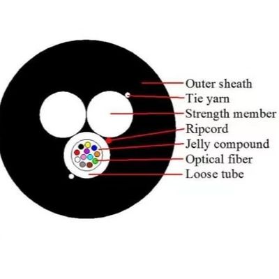 Два FRP воздушных 12 ядра ASU 80 кабеля оптоволоконного кабеля GYFFY FTTH наружной