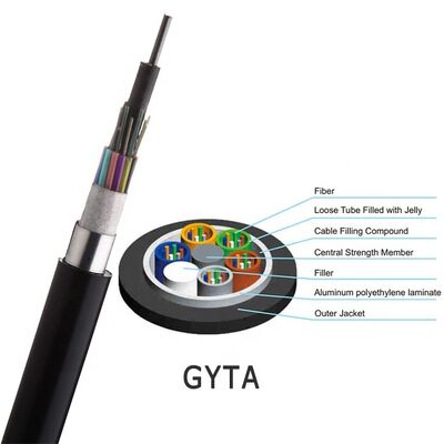 Outdoor GYTA Single Mode Fiber Optic Cable G652D 12 24 Core Duct Aerial Universal Factory Direct Supply