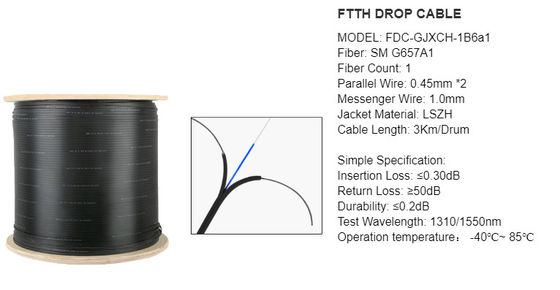 Кабель падения стекловолокна ядра GJYXCH-1B6 G657A2 1