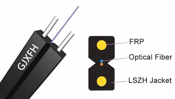 FTTH оптоволоконный кабель для внутреннего GJXFH с 2 FRP стальных проводов прочности член
