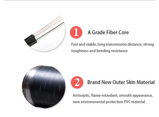 Черный кабель падения оптического волокна куртки G657A1 1km FTTH