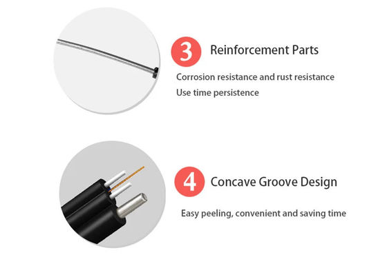 Черный кабель падения оптического волокна куртки G657A1 1km FTTH