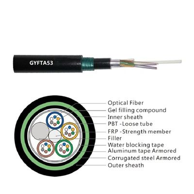 Трубка кабеля оптического волокна прочности Frp оболочки pe 48 ядров, который Armored сели на мель свободная